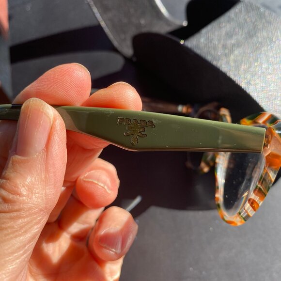 PRADA tortoiseshell Eyeglasses with Olive Green Frames and Case - Picture 3 of 7